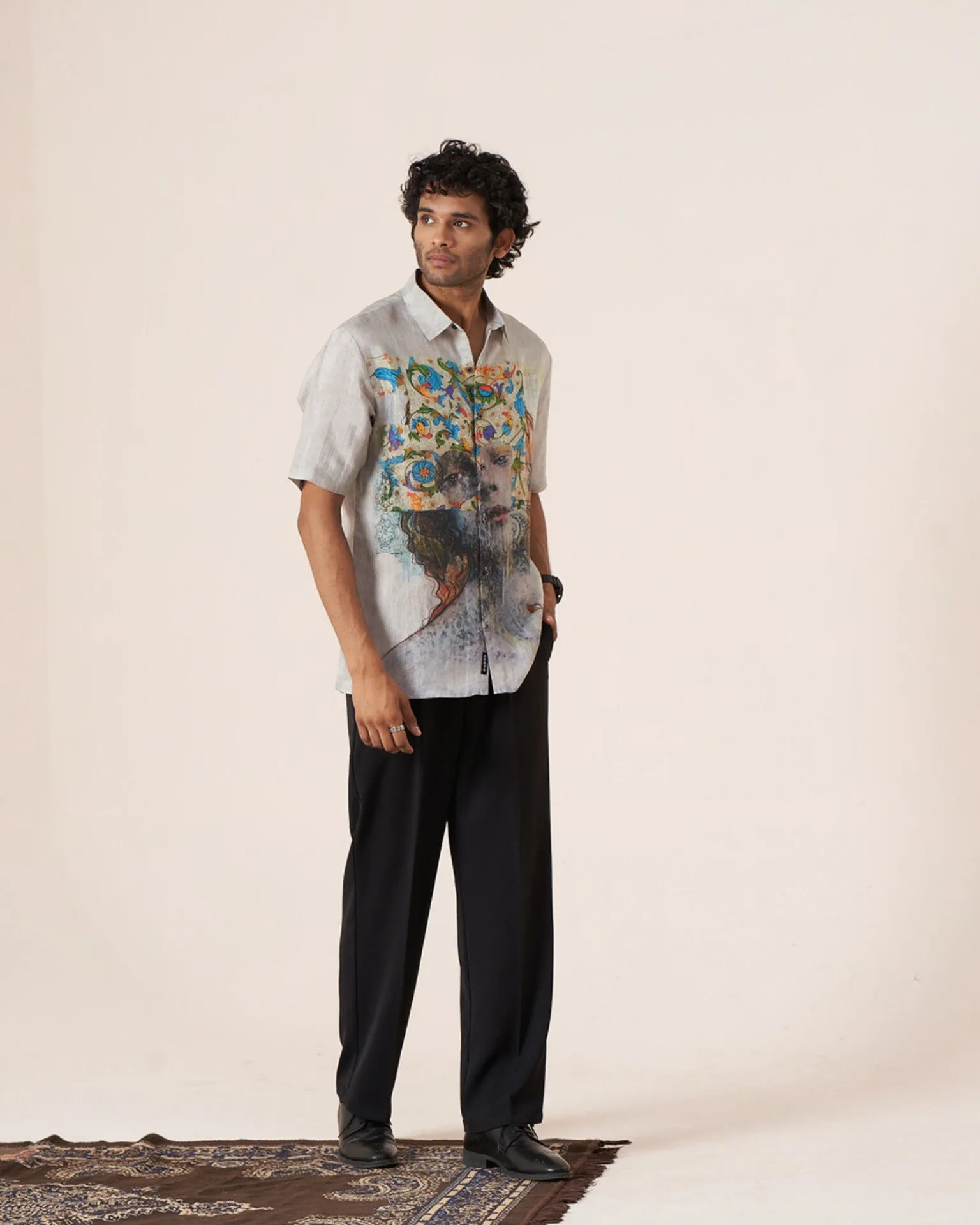 Artistic Vision Pure Satin Linen Short Sleeve Shirt