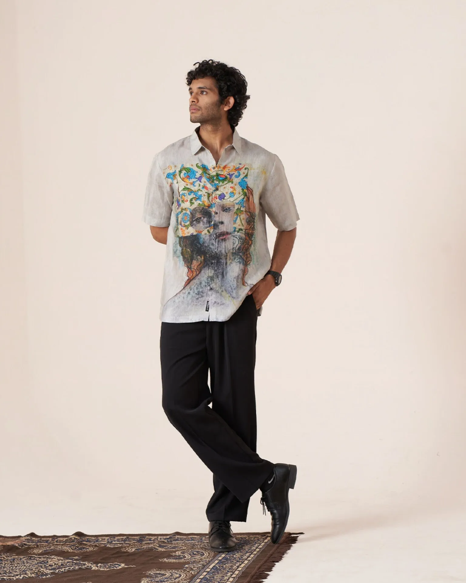 Artistic Vision Pure Satin Linen Short Sleeve Shirt