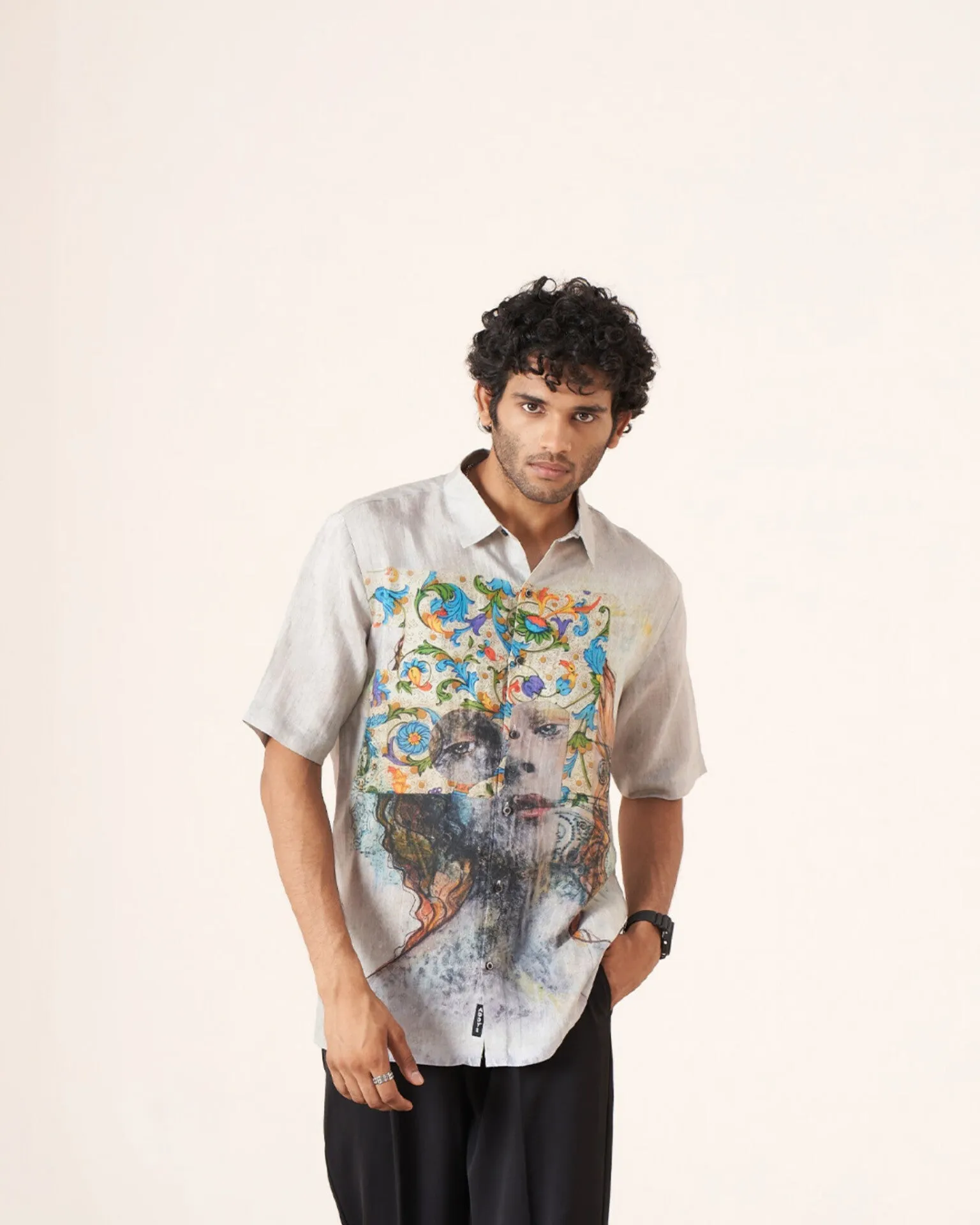 Artistic Vision Pure Satin Linen Short Sleeve Shirt