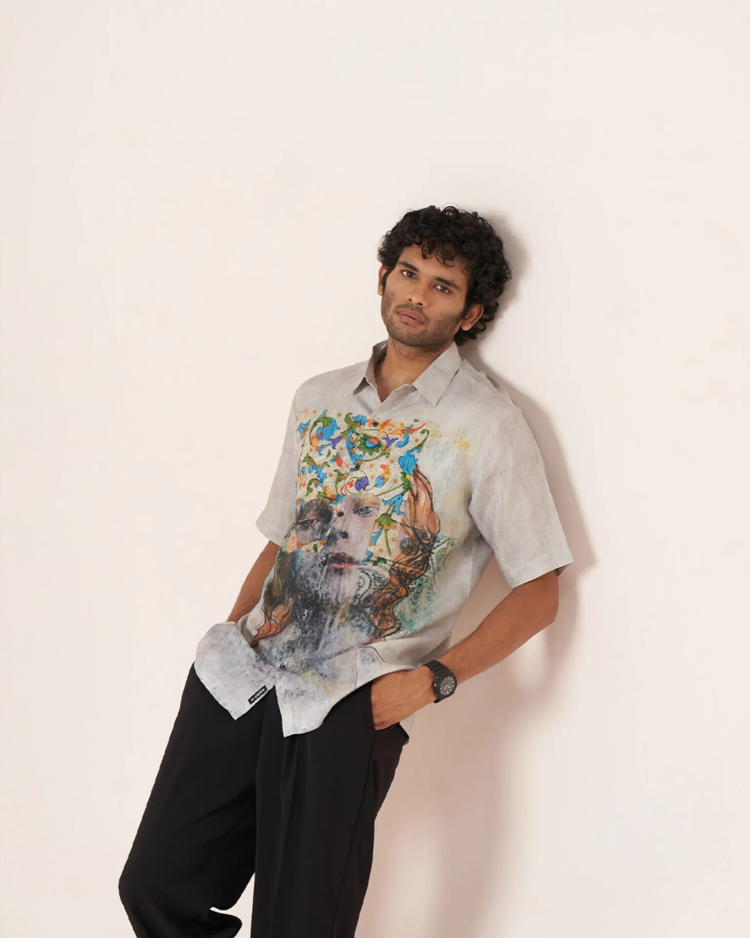 Artistic Vision Pure Satin Linen Short Sleeve Shirt