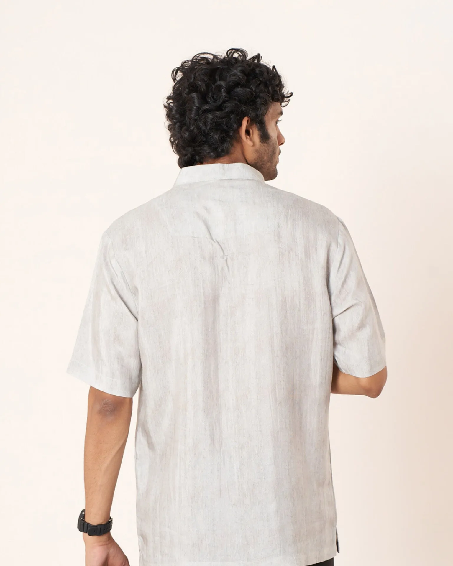 Artistic Vision Pure Satin Linen Short Sleeve Shirt