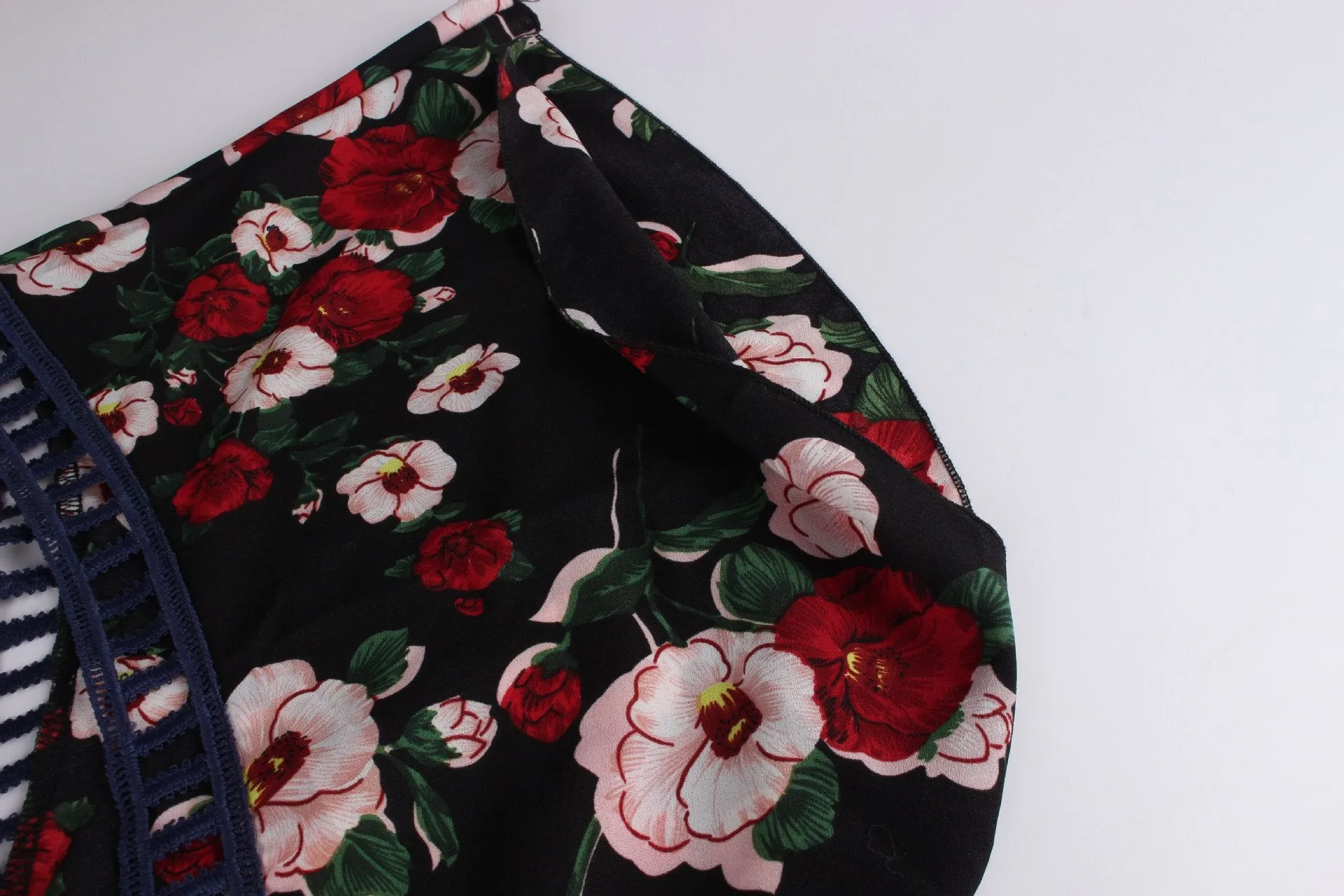 Backless V-neck Floral Short Sleeves Mini Dress