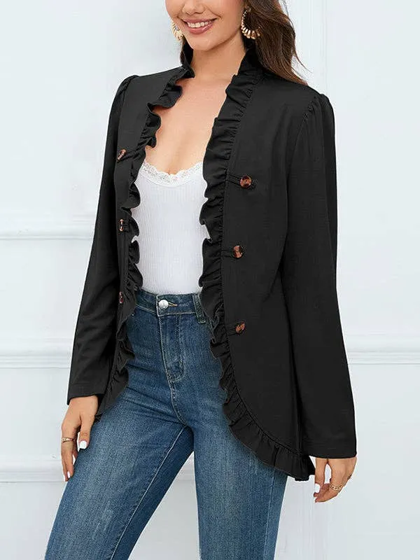 Buttoned Ruffled Jacket