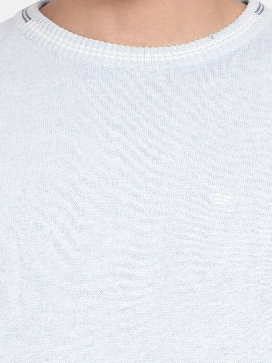 Crew Neck Aqua Melange Full Sleeve Pullover