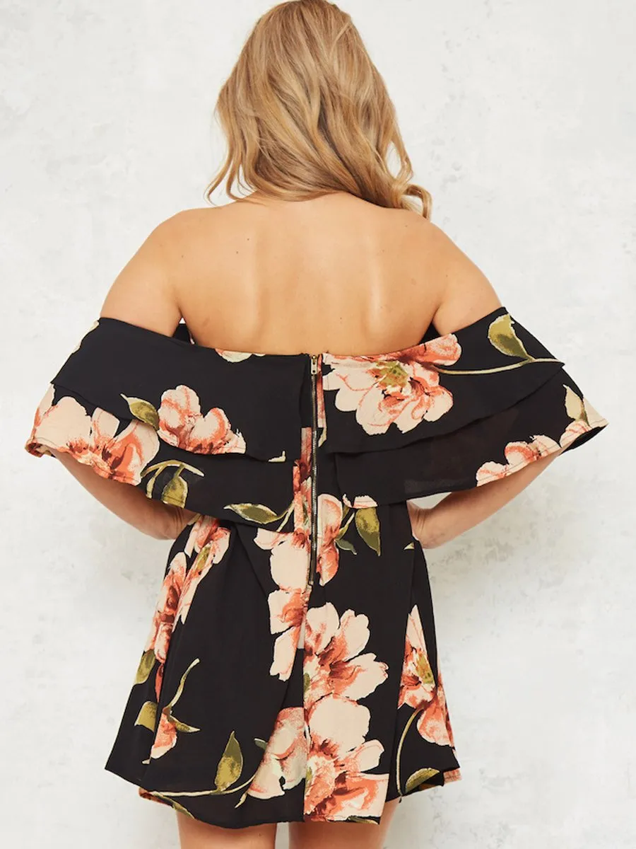 Floral Off Shoulder Backless Dress