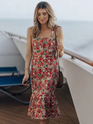 Floral Off Shoulder Sleeveless Dress