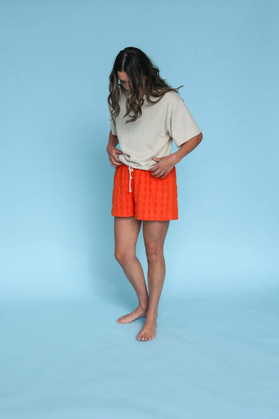 Grown Ladies Linen Texture Knit Tee - Dune