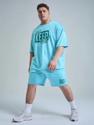Just Keep Going Cotton Mens T Shirt and Shorts Combo Set(Plus Size)