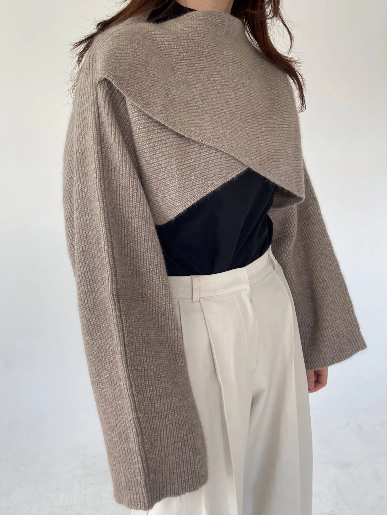 Taupe Cropped Knitted Top
