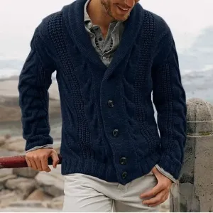 Wiaofellas  -  Solid Color Knitwear Knit Cardigan Man Autumnr and Winter Sweater for Men Cashmere Cheap Loose Fit Coats Cable Vintage Top Open